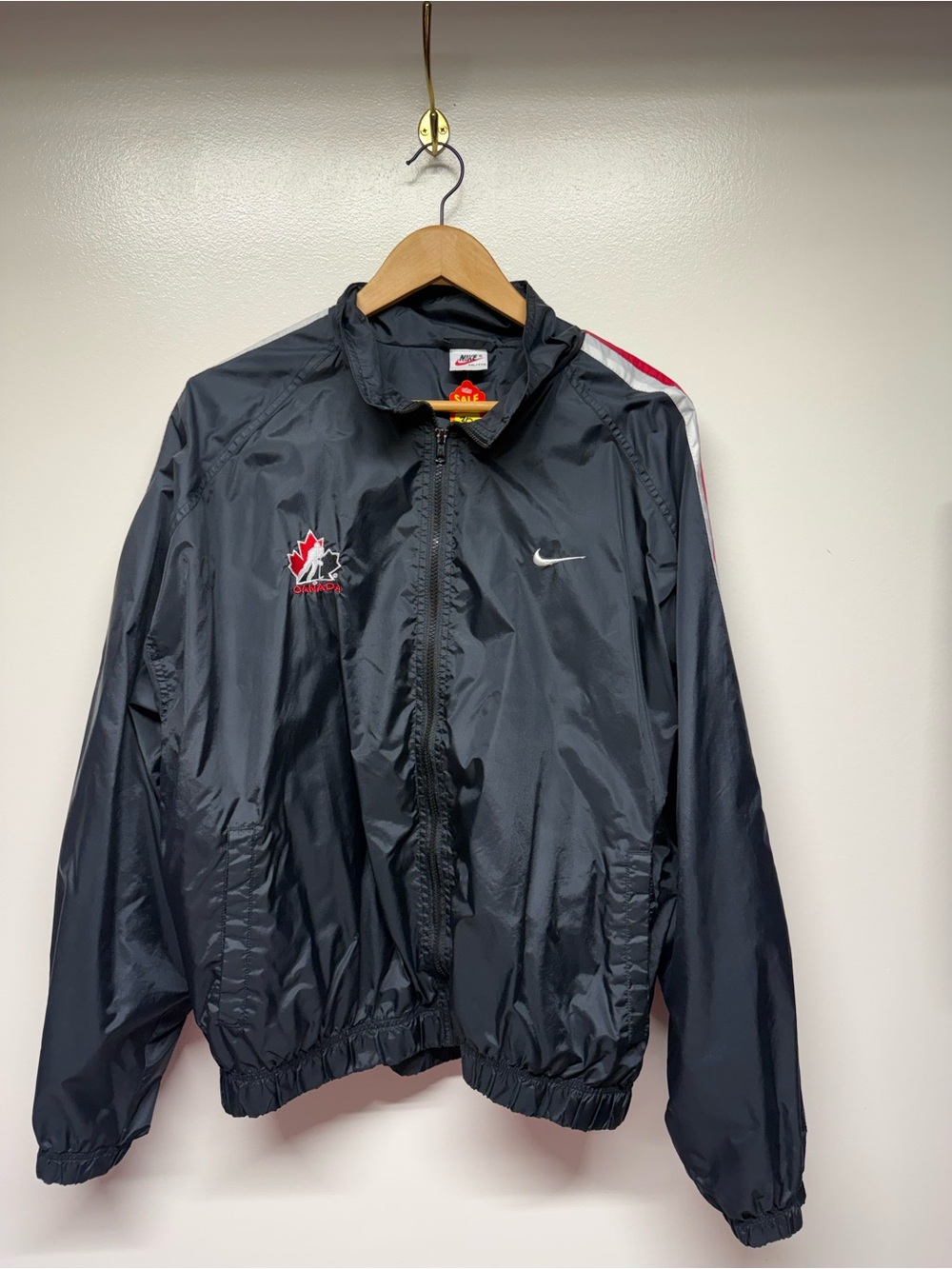 Nike Black Windbreaker Jacket with Canada Hockey Crest